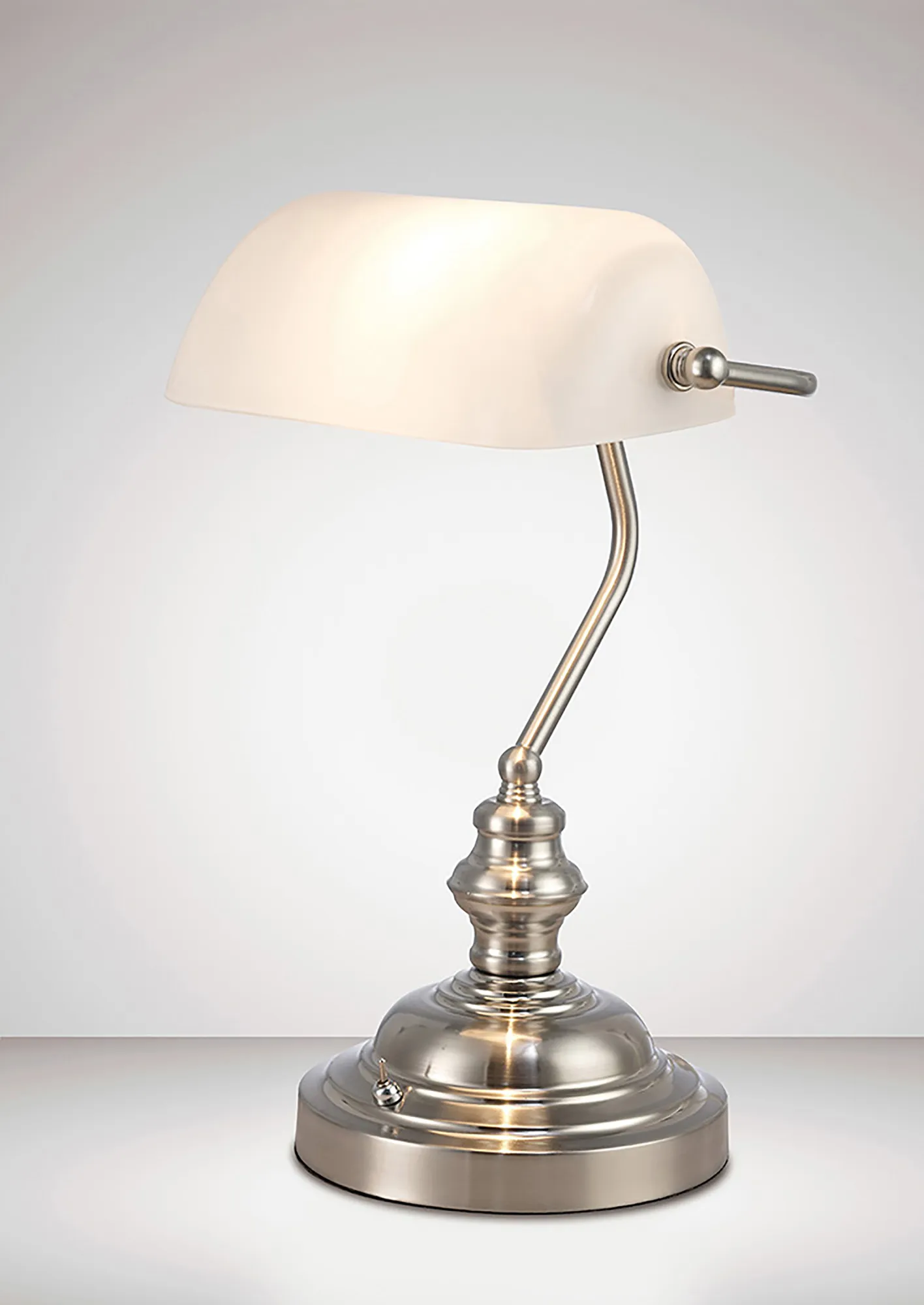Morgan Glass 42cm 1 Light Table Lamp Satin Nickel D0086  Deco Morgan